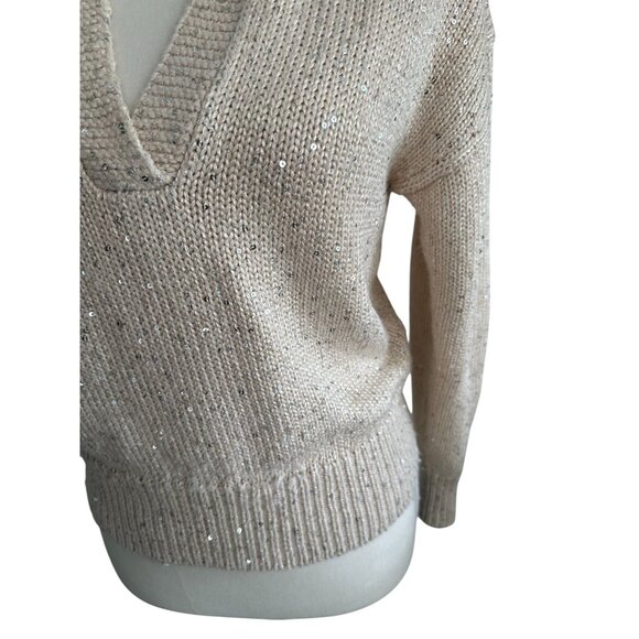 J CREW Beige Sequined Metallic Pullover Sweater Size XS - Picture 5 of 9